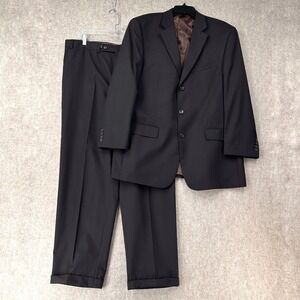 VAN HEUSEN 2 Piece Suit Blazer Jacket 42R Brown Pin Striped Pants 38X30‎